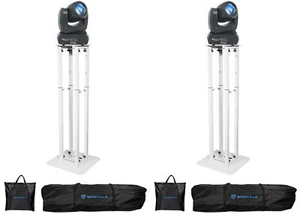 2 Rockville Rock Beam DC DJ Stage Pro Moving Head Lights+8 ft White Totem Stands - Picture 1 of 12