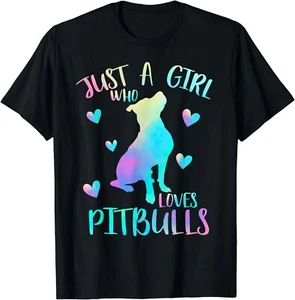 Just a Girl Who Loves Pitbulls Themed Cute Pitbull Lover Gift Unisex T-Shirt - Picture 1 of 3