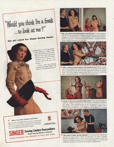 1944 Singer Sewing Centers: Would You Think Im a Freak Vintage Print Ad - Bild 1 von 1