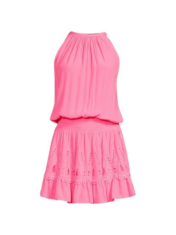 Ramy Brook Tilly Blouson Mini Dress Pink Smocked Waist Size Medium  - Image 1 of 4