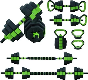 Adjustable Dumbbell Set 66LBS Home Gym 4-in-1 Barbell Push-Up Stand Kettlebells - Picture 1 of 8
