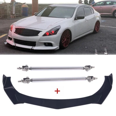 Alerón divisor de labios para parachoques delantero para Infiniti G35 G37 + 2 piezas varilla de puntal astillada Foto 1 de 4
