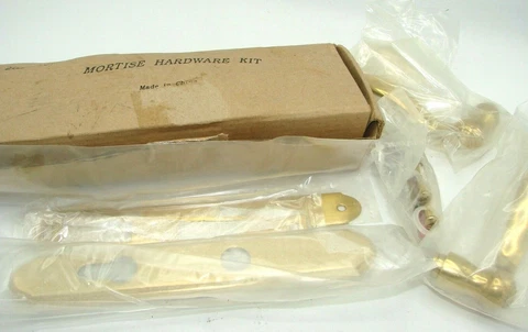 Mortise Hardware Set 20265207 Door Handle French Gold Complete Never Installed Cover