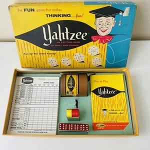 Vintage Yahtzee Dice Game 1956 1961 1967 Lowe w/Original Box (no pencils) - Picture 1 of 6