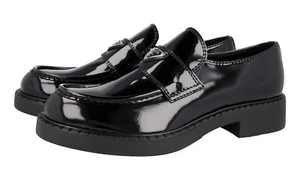PRADA Patent Leather Chocolate Penny Loafer Shoes - 2DE127 - Black - NEW - Picture 1 of 11