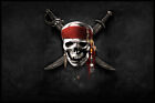 Pirate Skull Skeleton Jolly Roger Flag Ship Art Wall Room Poster - POSTER 20x30