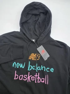 New Balance Hoodie Basketball Men L Black Sweatshirt Pullover MT03614 NWT - Picture 1 of 11
