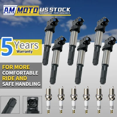 6X Ignition Coil & Iridium Spark Plug For 2007-2014 BMW e60 z4 535i UF522 UF515 - Image 1 of 4
