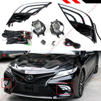 PARA TOYOTA CAMRY SE XSE 18-20 LUZ ANTINIEBLA + CUBIERTA BISEL LED DRL BLANCO Y ÁMBAR Foto 1 de 4