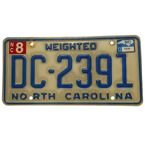 Carolina del Norte NC 2013 matrícula ponderada DC 2391 letras azules - Imagen 1 de 3