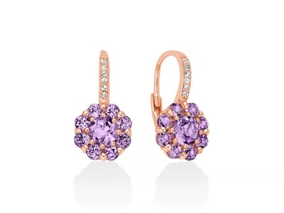 MILUNA ORECCHINI GEMMA DEL CIELO A FIORE MONACHELLA ERD2926 GARANZIA UFFICIALE - Immagine 1 di 2