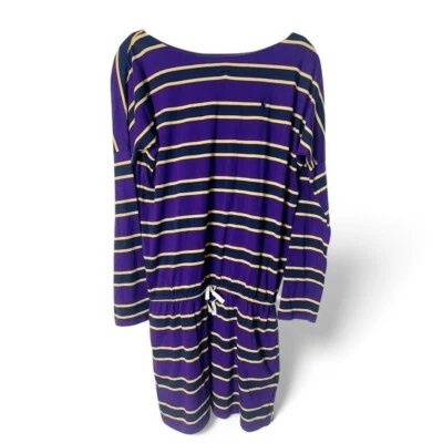 Ralph Lauren - Girls Striped Shirt Dress Drawstring Waist  Purple Gold - Sz. L - Image 1 of 4