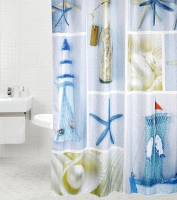 DUSCHVORHANG TEXTIL ANTI SCHIMMEL WC WANNENVORHANG BADEWANNENVORHANG MEERESBRISE - Bild 1 von 4