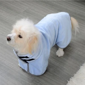 Pet Fleece Bathrobe Quick-drying Towel Coat Cat Dog Towelling Puppy Clothes - Picture 1 of 14