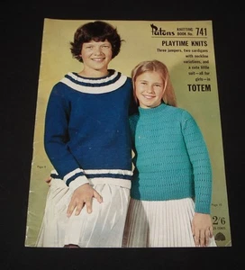 VINTAGE 1960s PATONS KNITTING BOOK #741 Girls Cardigans jumpers etc - Picture 1 of 3