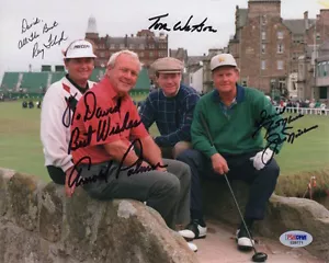 FOTO FIRMADA NICKLAUS PALMER WATSON FLOYD ST ANDREWS CARTA COMPLETA DE PSA - Imagen 1 de 1
