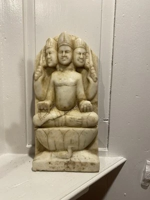 18-19th C  INDIA CHINA BRAHMA GOD OF CREATION 15”x7” Created Universe Marble - Image 1 of 4