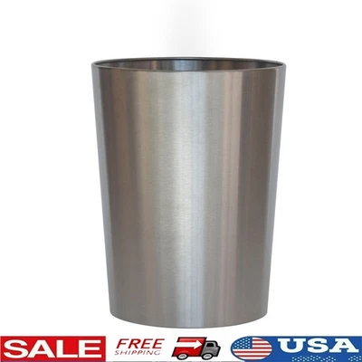 Cubo de basura de metal cepillado plateado cubo de basura abierto baño cocina oficina nuevo Foto 1 de 4