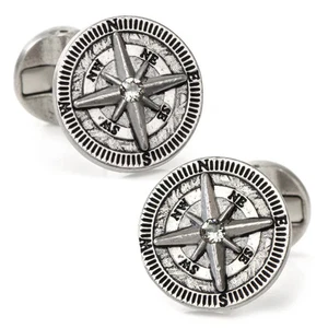 Antique Compass Stainless Steel Cufflinks - Picture 1 of 6