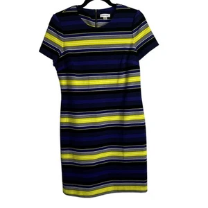Calvin Klein Women's Stripes Shift Dress Blue Yellow Black Size 8 Above Knee - Picture 1 of 11