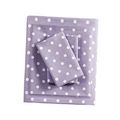 Mi Zone Size Sheet Sets Kids Polka Dot Sheets for Girls 100% Cotton Twin Purple - Image 1 of 4