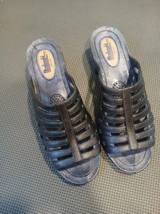NAVY Okabashi Slip On Wedge Sandal/Slides USA Made Size M 8-9 - Picture 1 of 4