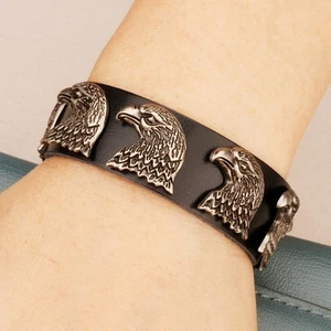 Modifiable Falcon Grip Leather Chain Bangle Dark Jewelry for Concerts Everyday - Picture 1 of 9