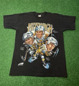 90s Pittsburgh Penguins T-shirt Shirt Xplosion Stadium Stars Hockey Caricature - Picture 1 of 8