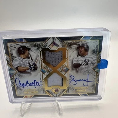 Carlos Beltran Andruw Jones Dual Game Used Relic Auto Yankees /10 Diamond Icons - Image 1 of 3