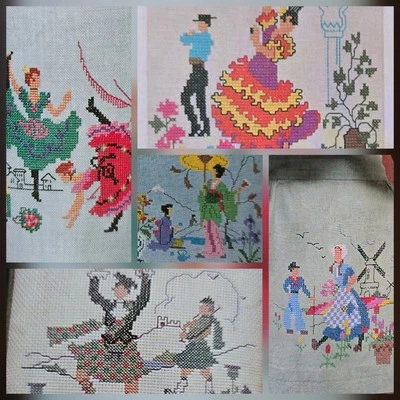 Can Can Dutch Girl Geisha Flamenco Scottish Dancer Coats Cross Stitch Pattern - Image 1 of 4