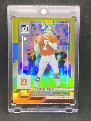 John Elway RARO REFRACTOR DE ORO TARJETA DE INVERSIÓN SSP PANINI BRONCOS COMO NUEVO Foto 1 de 2