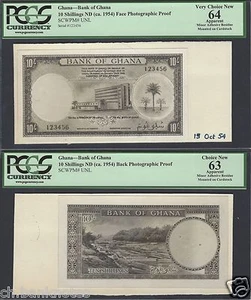 Ghana 10 Shillings ND(ca1954) Pick Unlisted Face and back Photographic Proof - Picture 1 of 2
