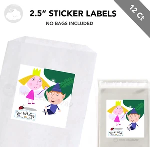 12 Stück Ben und Holly 2,5" Aufkleber Etikett für Tasche Leckerli Box Geburtstag Party Gastgeschenk - Bild 1 von 1
