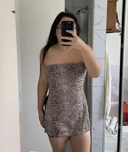 Bebe Strapless Cheetah/Leopard Print Top Vintage Y2K (Size 4) vintage party chic - Picture 1 of 9