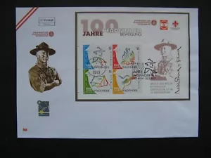 AUSTRIA, cover FDC 2007, S/S 100 years scouting, Baden Powel, canc. Wien + OPBSG - Picture 1 of 1
