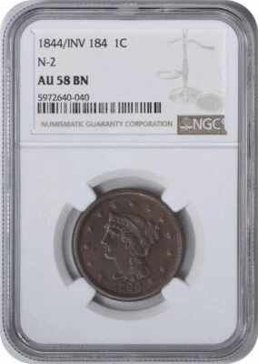 1844/81 Large Cent AU58BN NGC - Image 1 of 4