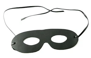Black Genuine Leather Costume Eye Mask Lace Back Halloween Party Cosplay - Picture 1 of 2