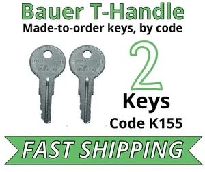 Bauer T-Handle lock Replacement Key Camper Truck Cap Topper Precut to Code K155 - Picture 1 of 3