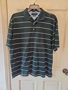 Tommy Hilfiger Mens Golf Polo Short Sleeve Dark Green White Striped Sz XL - Picture 1 of 13