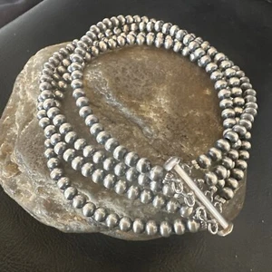Southwestern Sterlingsilber Perlen 8 Zoll 4 Strang Perlenarmband 18577 - Bild 1 von 14