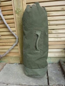 1953 Korean War British Military Uniform Green Canvas Sausage Kit Bag Vintage - Picture 1 of 12
