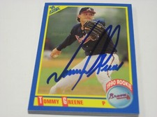 PHILLIES LEGEND TOMMY GREENE AUTOGRAPHED ROOKIE BASEBALL CARD COA FREE SHIPPING
