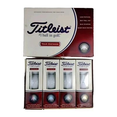 Titleist Tour Distance 批量 12 件 二手状况完好 4 包 3 件装 带盒 白色 — 第 1/4 张图片