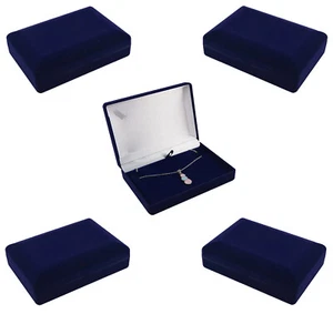 Luxury Velvet Necklace Sets Pendant Chain Jewelry Storage Holder Gift Charm Box - Picture 1 of 8