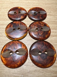 VTG Large 2” Faux Tortoise Shell Bakelite Sew On Through Buttons Sewing Notions - Picture 1 of 7
