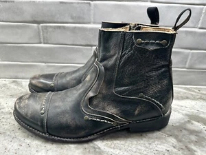 BED STU Boots Mens Sz 8 1/2 CENTRALE Brown Bovine Leather Distressed Aged Moto - Picture 1 of 16