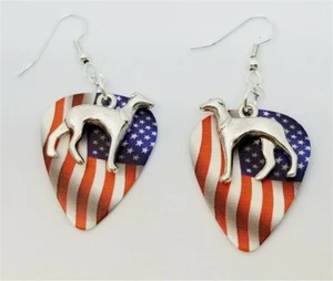 Greyhound Charm Guitar Pick Earrings - Pick Your Color - Picture 1 of 14