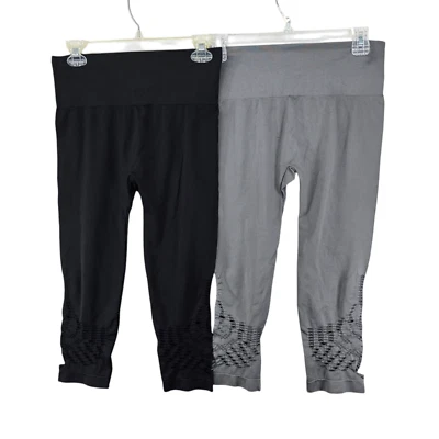 Lot Of 2 One 5 One Womens Black Gray Pull On Leggings Eyelet Mid Rise Size S/M - Image 1 of 4