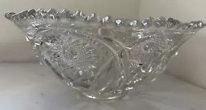 Vintage Deep Cut Glass Fluted Bowl Heavy Lead Crystal 11X5 - Picture 1 of 3