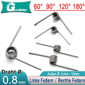 Schenkelfedern / Torsionsfedern / Drehfeder / Spannfeder Edelstahl linke Feder - Bild 1 von 24